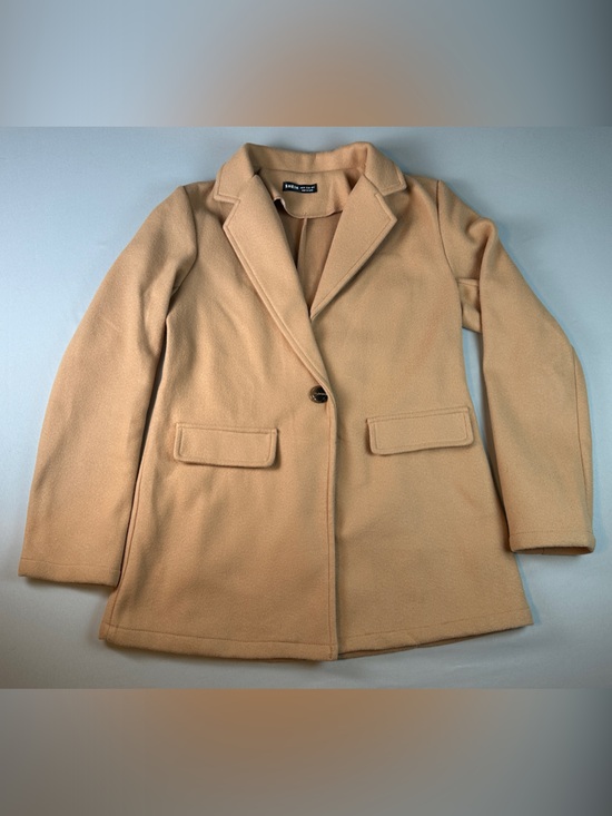 SHEIN Jackets & Blazers - SHEIN Camel Pea Coat Women’s Medium Single-Button Notch Lapel